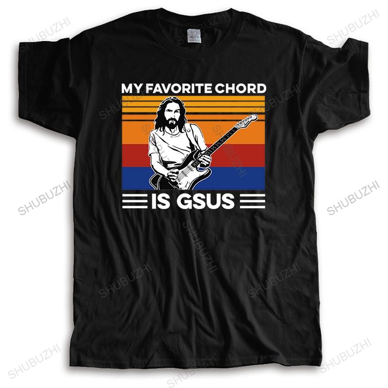 summer tshirt men brand teeshirt Favorite Chord is GSUS Jesus Gitarre spielen Vintagemale High Quality streetwear tee shirts