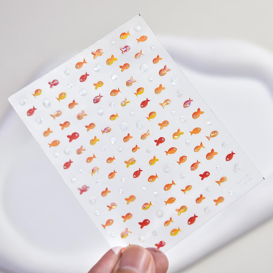 Little Red Fish Jelly Summer Goldfish Carp Ocean Beach Mermaid Sea Shiny Nail Art Stickers Manicure Decals