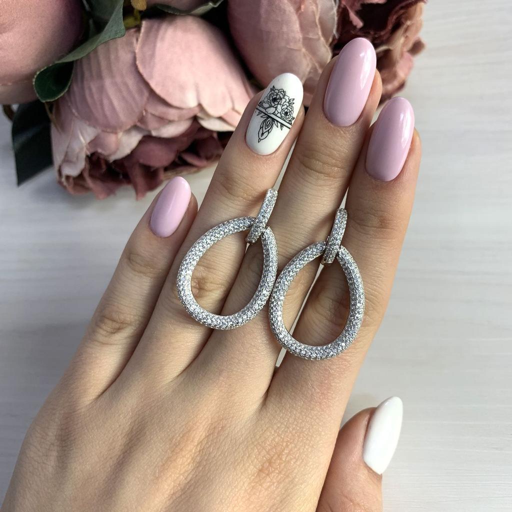 Серебряные серьги с фианитами (2036463)