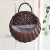 1 Set Plant Basket Handmade Weaving Multi-Function Rattan Wall Fence Hanging Pot Plants Holder for Garden