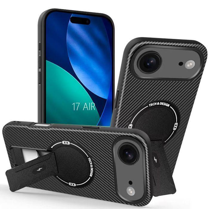 Coque de Protection - BOOLING - pour iPhone Air - Silicone Souple avec Cercle Magnétique et Support Noir