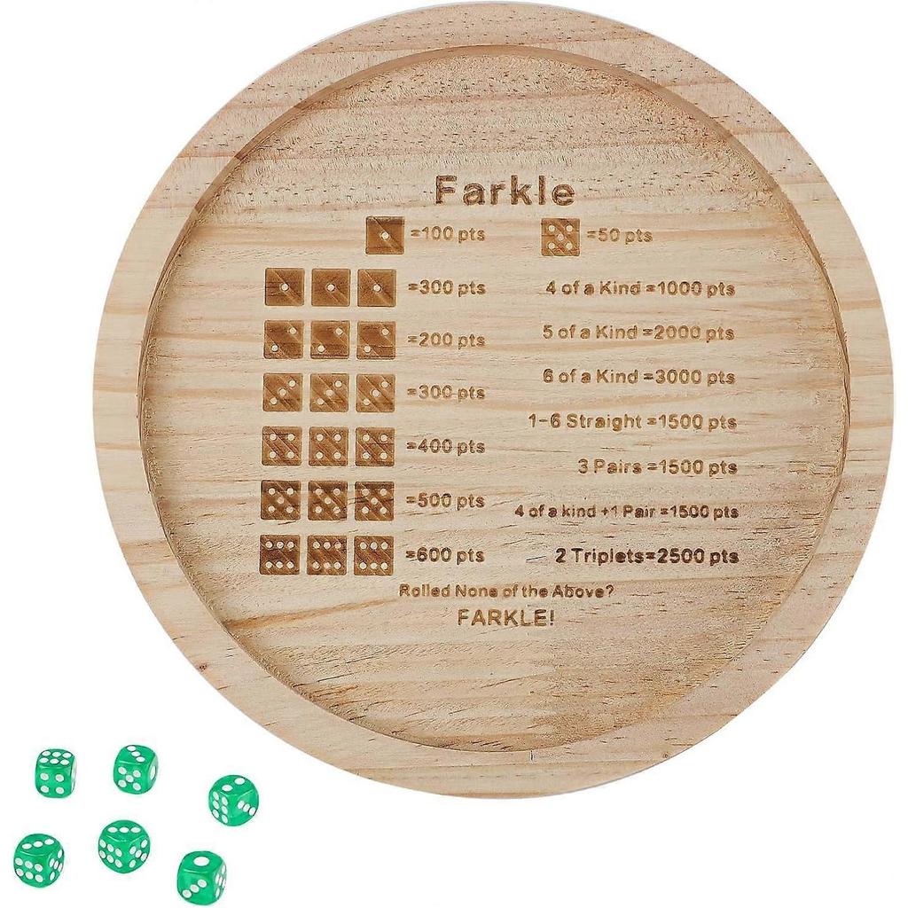 7 Inch Farkle Dice Tray, Wooden Dice Tray for Farkle Classic Dice Game with 6