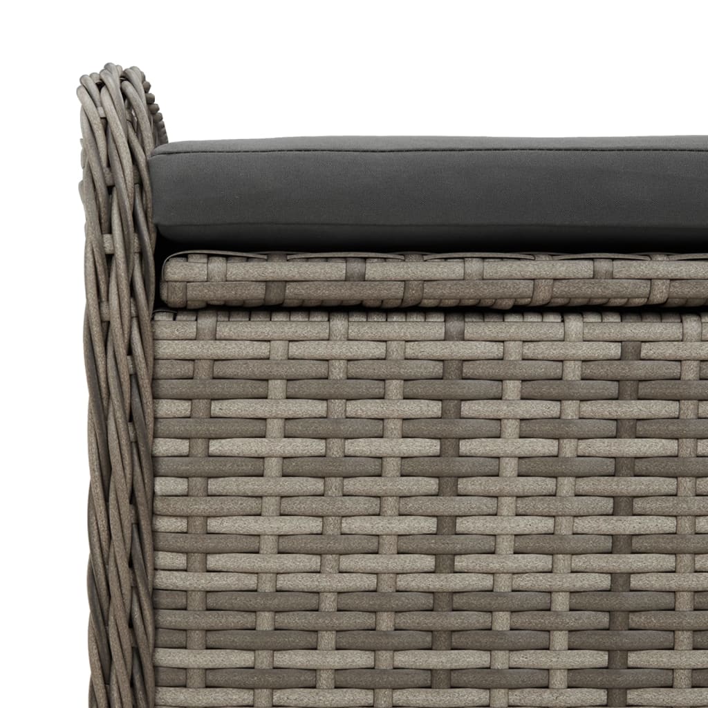 Storage Bench with Cushion Gray 80x51x52 cm Poly Rattan