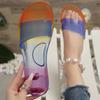 Модные прозрачные босоножки женские летние новые желейные босоножки пляжные одно слово перетаскивание наружная одежда приморские женские босоножки