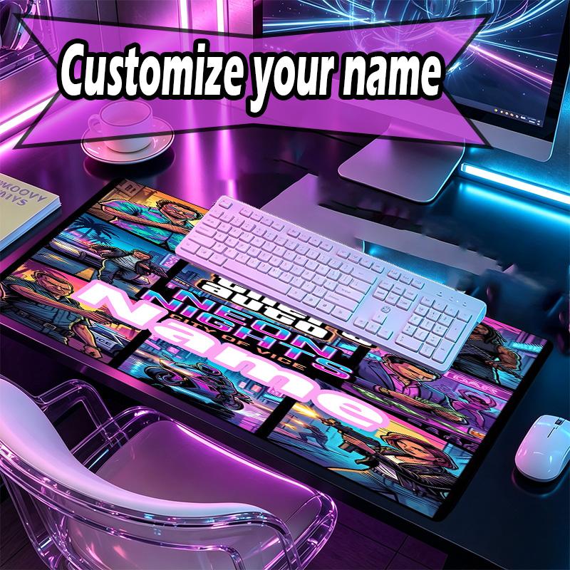 Custom Name Personalized Grand Theft Auto VI Pattern Mousepad, Laptop PC Desk Mat, Decorative Desk Mat for Home Keyboard Pad Gift