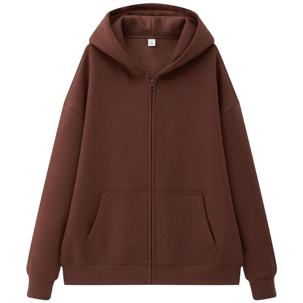 Sino-German Plush 330g Hooded Cardigan Sweatshirt for Men & Women - Custom Workwear with Logo & Printing Options