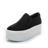 6CM Denim Platform Wedge Autumn Elastic High Brand Chunky Sneakers Fashion Casual Spring Slip On Black White Shoes 2024