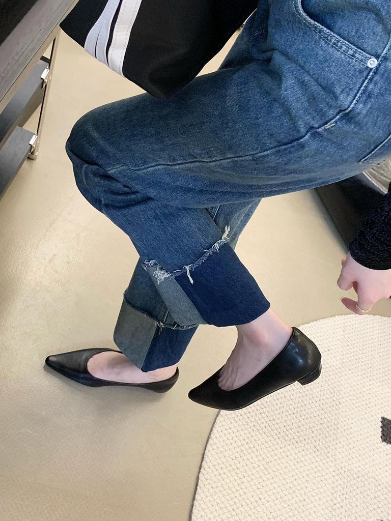 Модные женские туфли-лоферы с острым носком, повседневные туфли на осень-весну, туфли на низком каблуке для вечеринок, модные повседневные туфли-мюли, размер 35-39, туфли-лодочки