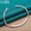 925 Sterling Silver 4mm Plaid Chain Bracelet Wedding Gifts