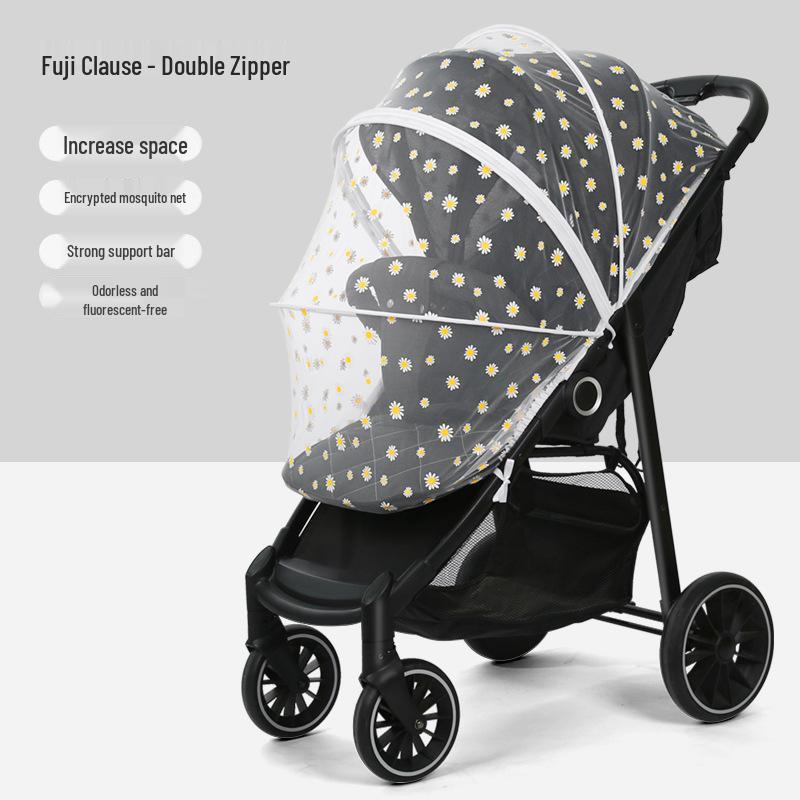 Universal Full-Cover Baby Stroller Mosquito Net - Enlarged, Dense, Anti-UV Protection for High View Strollers
