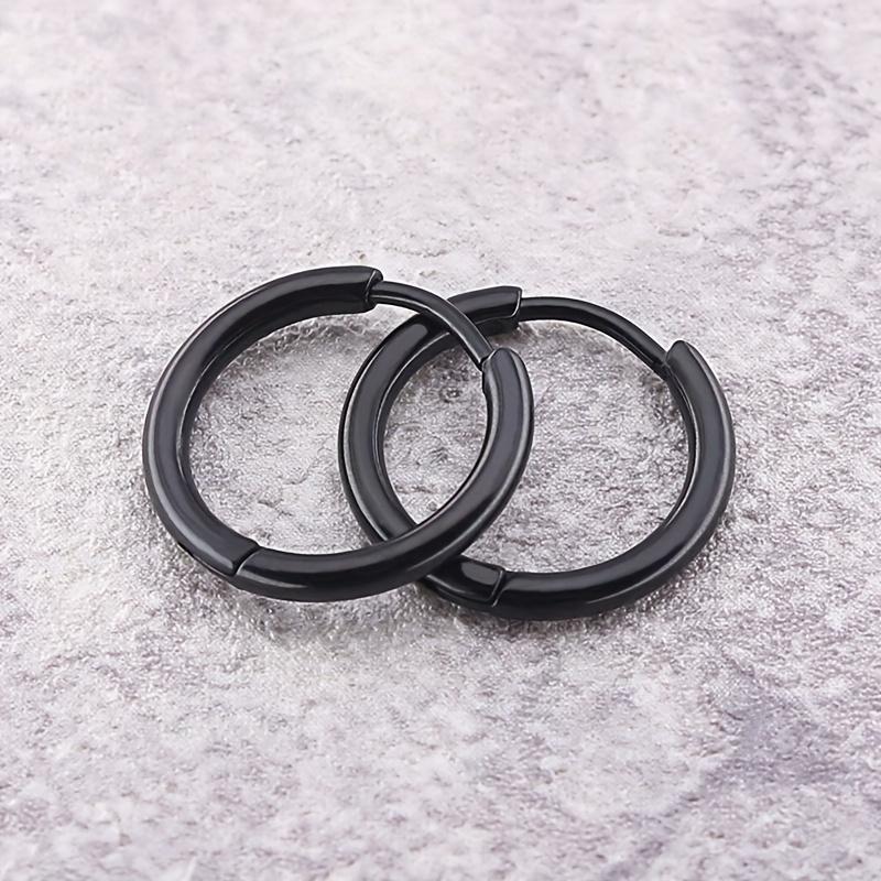 6 Pairs Hypoallergenic Stainless Steel Black Cubic Zirconia Stud Earrings Set For Men And Women Simple Fashion Jewelry