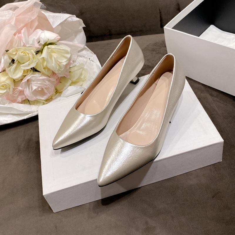 Дизайнерские остроносые универсальные туфли для通勤, туфли на одной педали, весна и лето 2025, ретро французские высокие каблуки