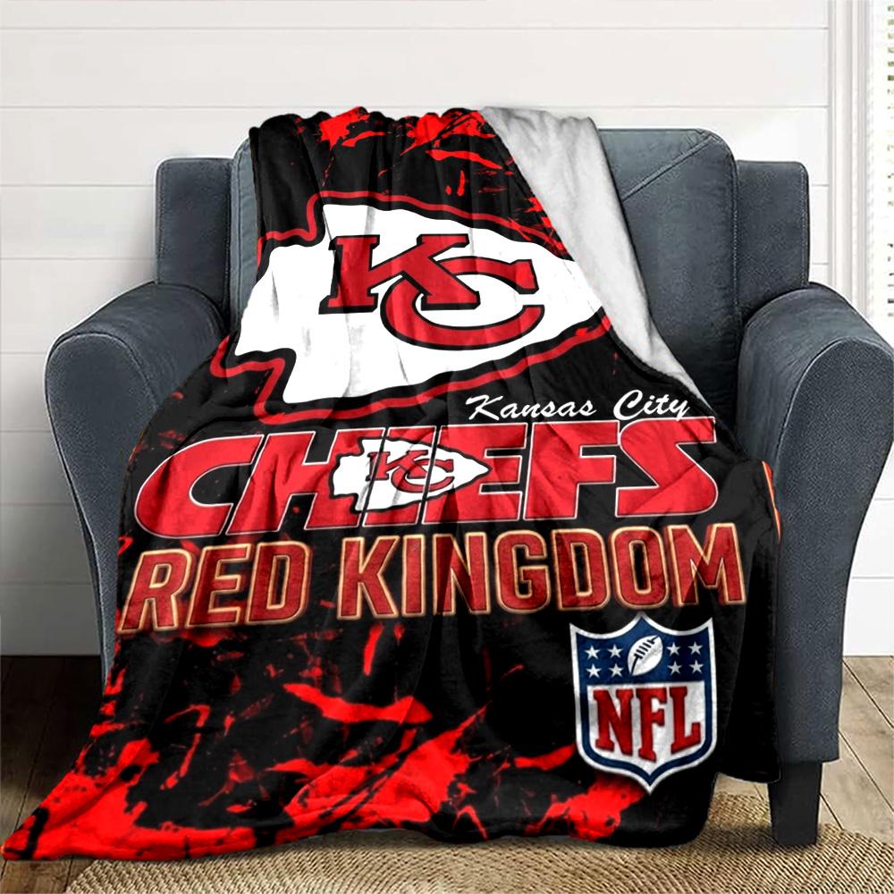 Kansas City Chiefs Print Flannel Blanket High Quality Warm Comfortable Cover for All Seasons Perfect for Gifts Home Decor