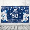 Silver and navy blue birthday background, photo background provided for 18/30/50/60 year old male and female birthday parties