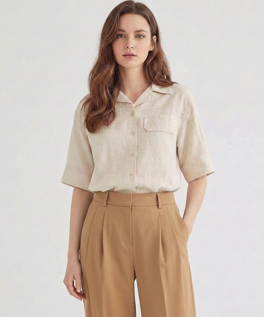 MESENSE Collared Short Sleeve Shirt_Mb44Blm104Z