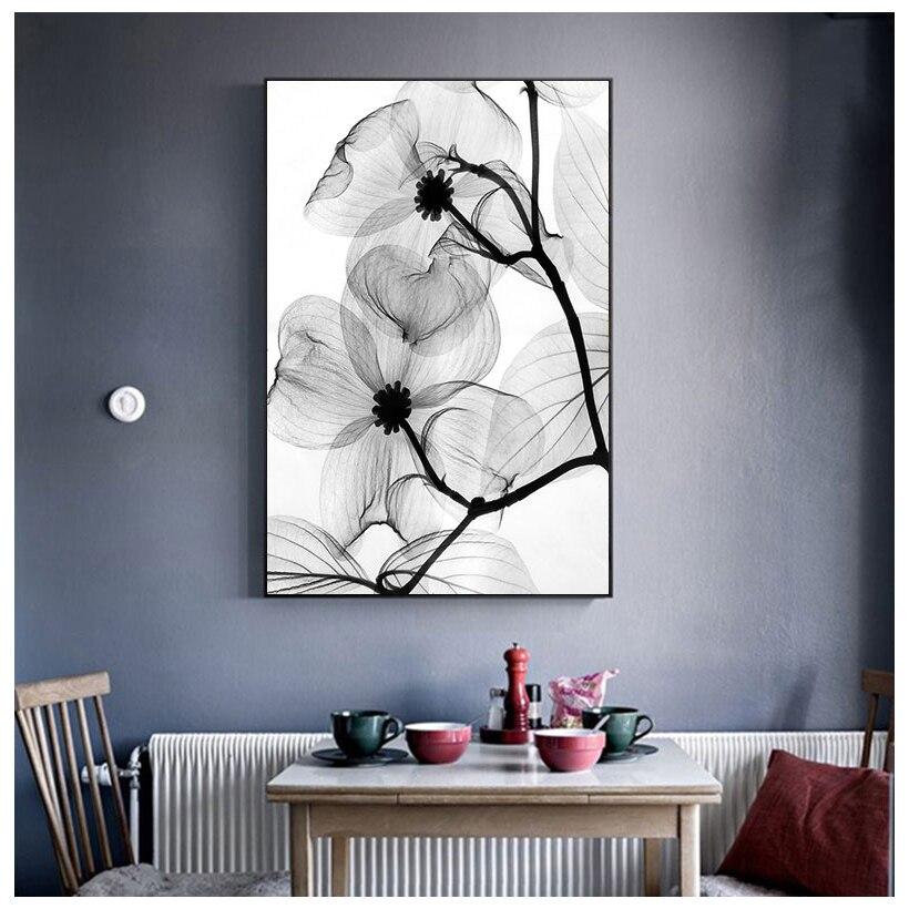 Скандинавские черно-белые растения, абстрактные цветы, холст, постеры, печать на холсте, минималистичная настенная живопись, декоративная картина, домашний декор без рамки