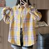 Весна Осень Ретро Длинный Рукав Клетчатая Рубашка Модная Свободная Универсальная Повседневная Рубашка Блузки и Рубашки