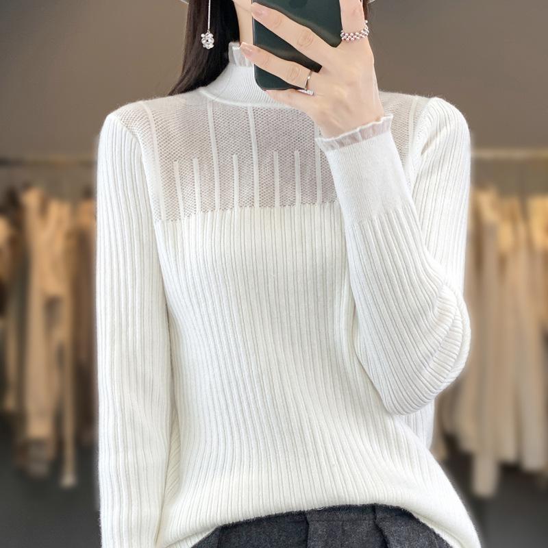 INDFS Женская мода Повседневный Осень Зима Однотонный Принт Длинный Рукав Полуводолазка Свитера