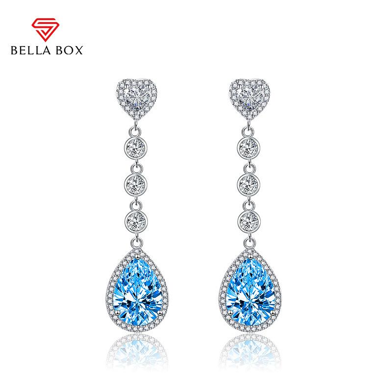 BELLA BOX Серьги в форме сердца, каплевидные серьги с цирконием 5А, длинные модные серьги с кисточками, аксессуары для вечеринок
