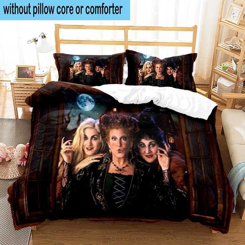 3PCS Halloween witch 3pcs Bedding,Including 3PCS Duvet Cover And 2pcs Pillowcases Perfect for Christmas,Ideal for Bedroom, Dormitory
