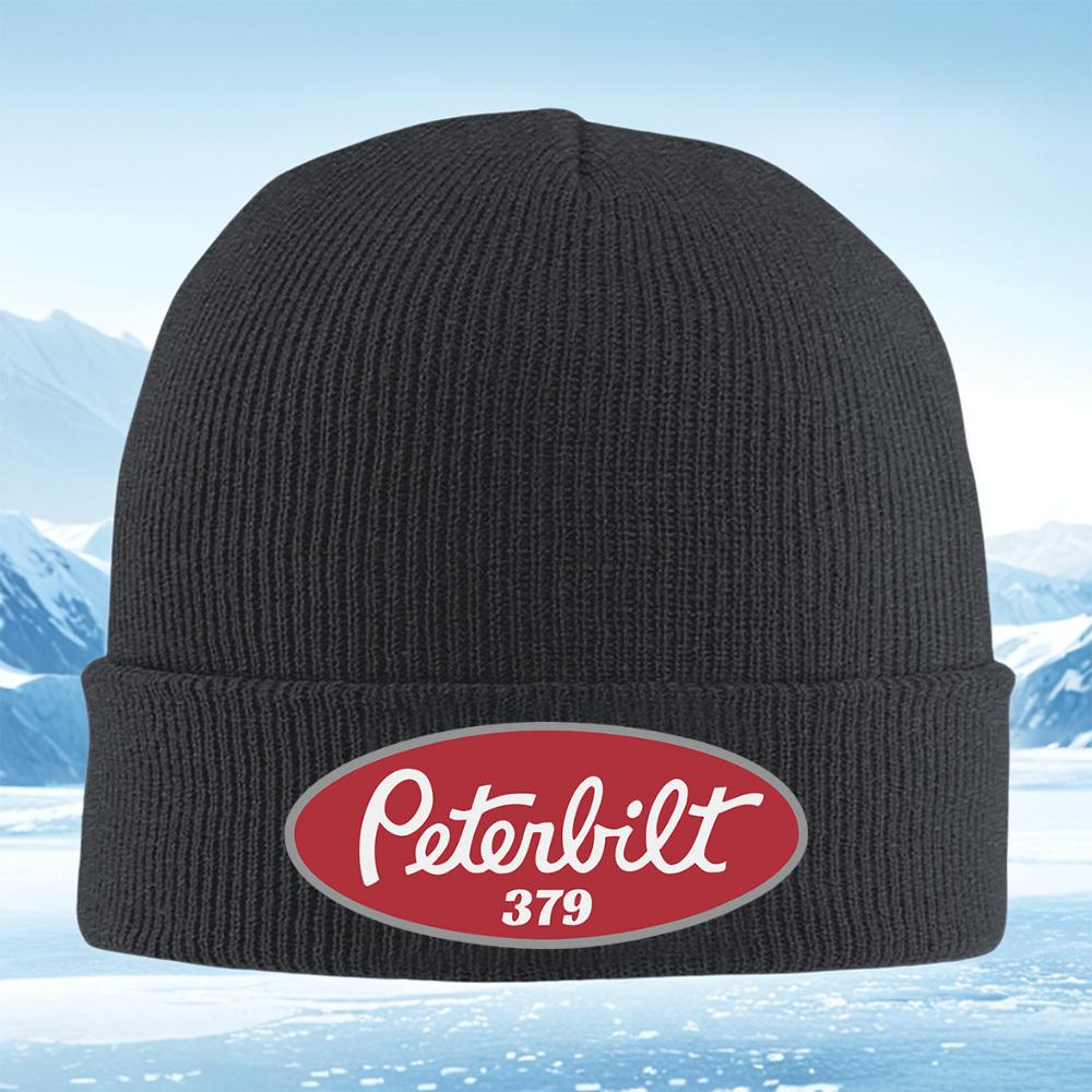 Peterbilt logo red oval design 379 Men Women Unisex Knitted Hat Beanie Pullover Cap Winter Thermal Warm Christmas Outdoor Cyclin