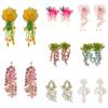 Exaggerated Beach Earrings Crystal Petals Stud Earrings French Style Flower Dangle Earrings  Gifts