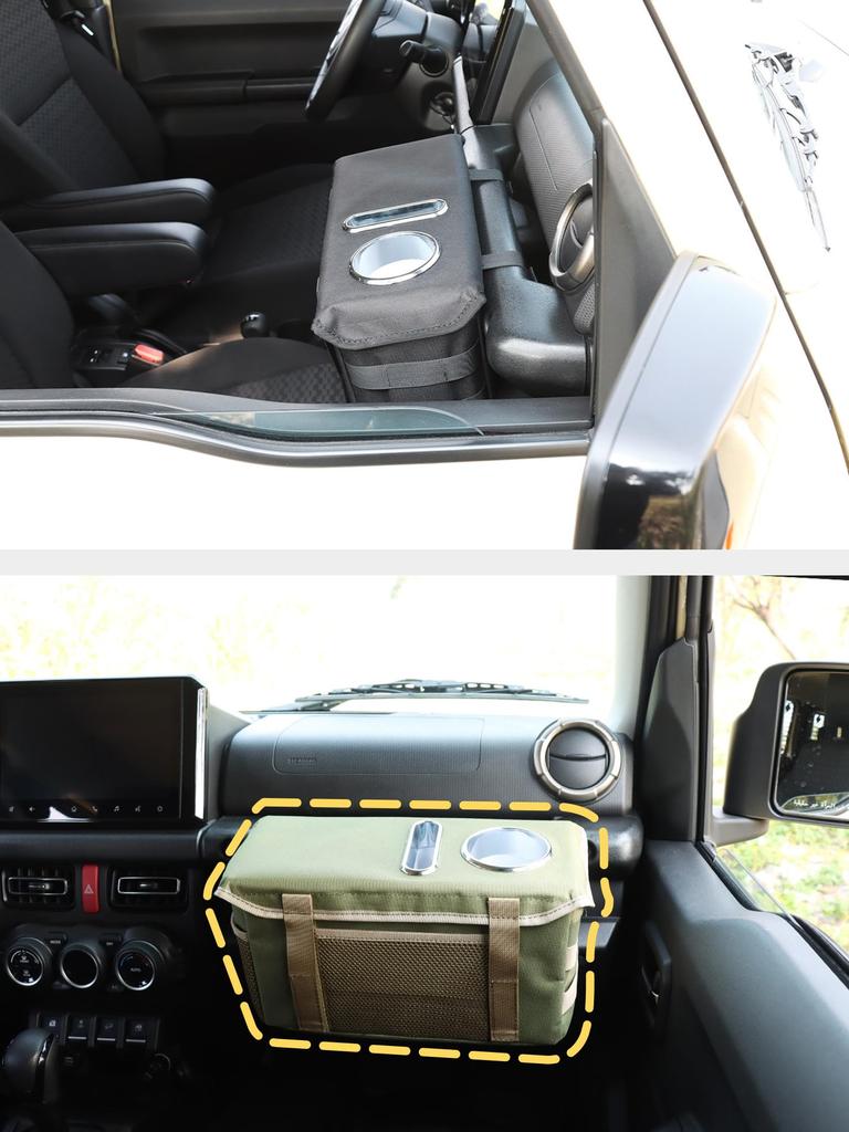 Ящик для хранения на пассажирское сиденье для нового Suzuki Jimny Jimny Sierra и Jimny Nomad Включает подстаканник и лоток JB64, JB74, JC74, Держатель, Держатель, (черный)