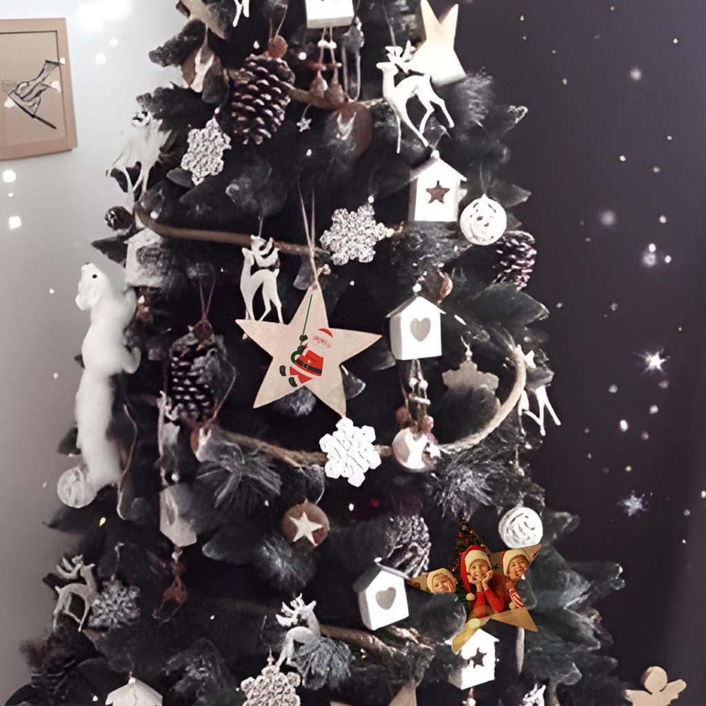 Personalized Custom Wooden Pentagram Pendant Christmas Decoration Pendant Hanging Decoration