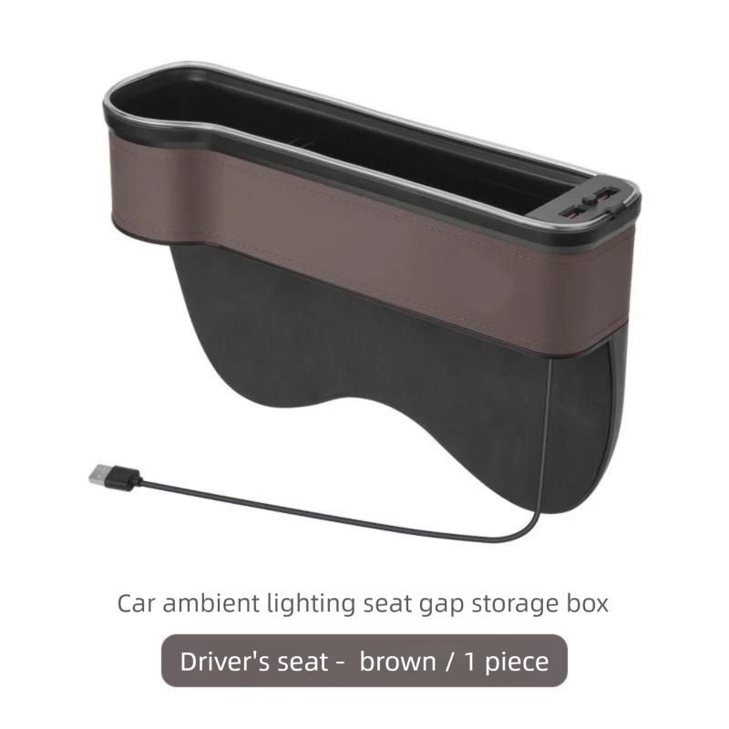 Seat Gap Storage Box For Toyota bZ4X EA10 2022 2023 2024 2025 LED Light 2 USB Organizers With Cup Holder Car Accessories