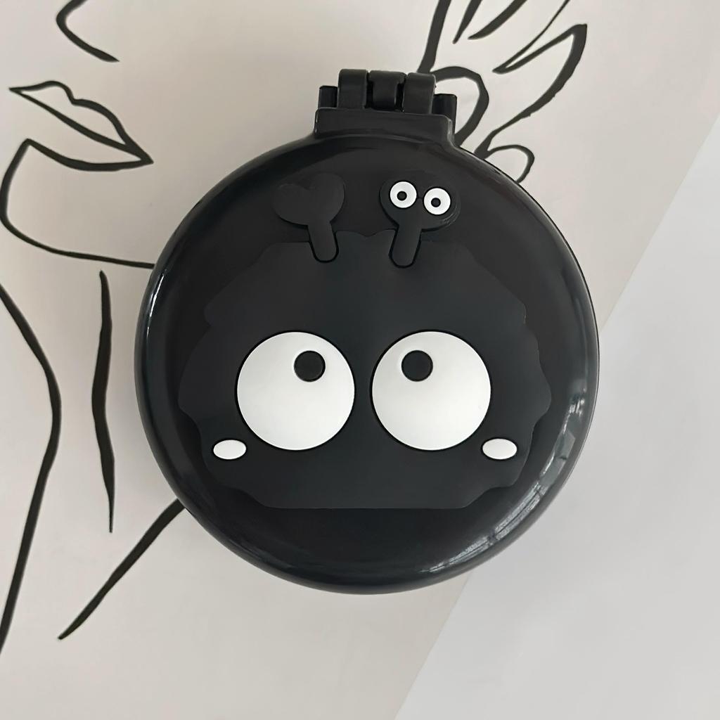 Portable Cute Coal Air Cushion Comb & Mirror Set: Children's Massaging Hairdressing Tool for Girls
