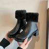 Women's Shoes 2024 New Fashion Solid Color Thick Heel Round Toe Winter High Heels Women's Mid-calf Boots Winter Boots for Women