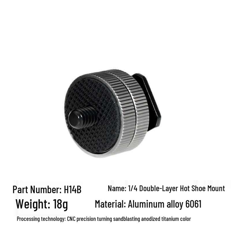 DSLR Camera Double Layer Metal Hot Shoe Mount with 3/8 & 1/4 Locking Flash Screw Base