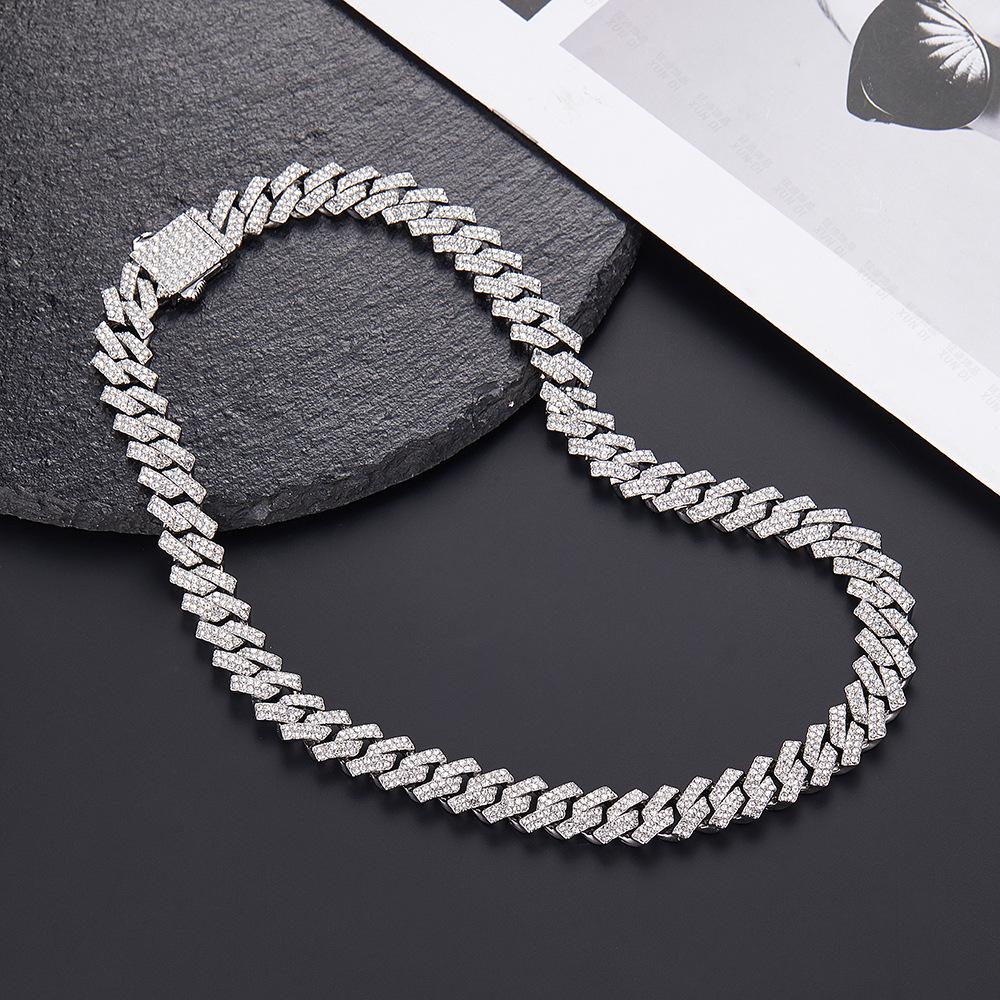 12mm Cuban Chain Rhinestone Hip-Hop Necklace – High-Quality, Versatile Design.