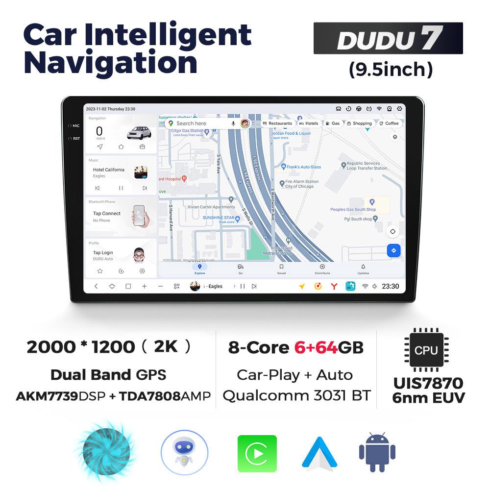 DUDUAUTO DUDU 7 DUDU7 Android 13 Wireless CarPlay Auto Universal 9.5" 10.36" Car Radio Multimedia Player GPS Intelligent System