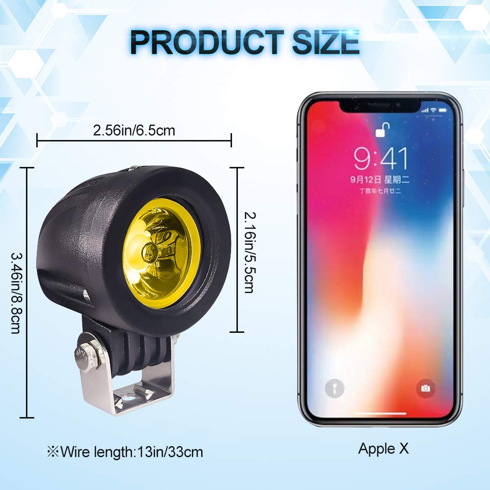 Мотоциклетный противотуманный желтый светодиодный вспомогательный рабочий свет, рабочий свет, дальний свет, фары, 10 Вт, узкий, с набором из 4 ламп X-STYLE, для экстерьера автомобиля,