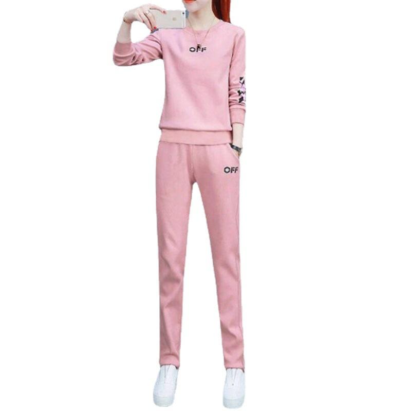 Спортивный костюм женский большого размера, весенне-осенняя спортивная одежда, модный повседневный свободный узкий свитер из двух частей