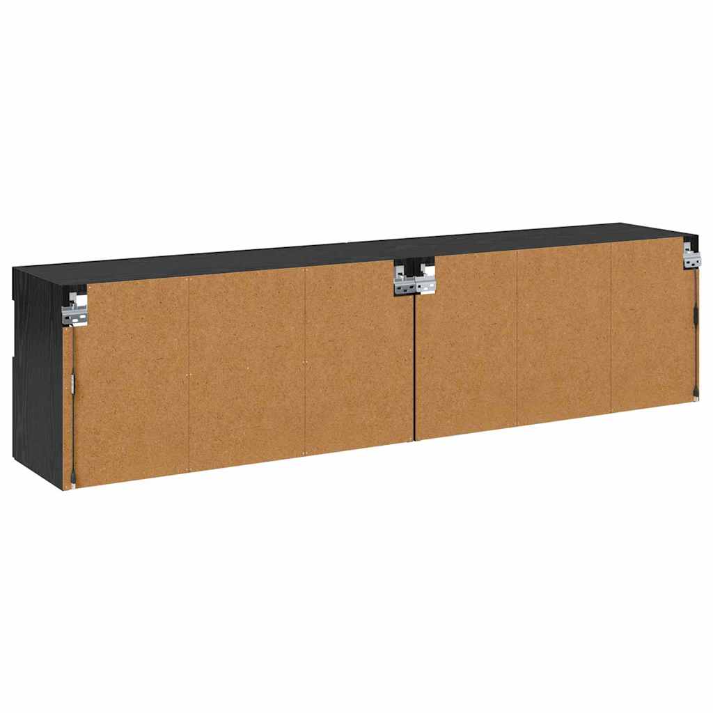 TV Wall Shelves 2 pcs Black Oak Effect 80 x 30 x 40 cm