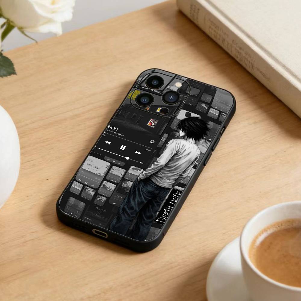 Аниме Обои Чехол для Телефона Для iPhone 16,15,14,13,12,17,Pro Max,Plus Силиконовый Черный Чехол