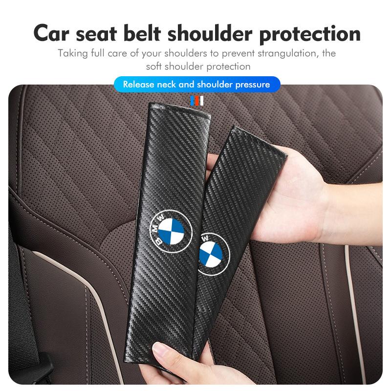 Car Seat Belt Carbon Safety Shoulder Cover Protection Padding For BMW 1 3 5 7 Series M F01 F20 F10 F13 E52 E53 E60 E93 blcp03
