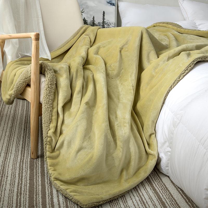 Двухслойное одеяло Xianci из натуральной шерсти ягненка и кораллового флиса для дивана и офиса