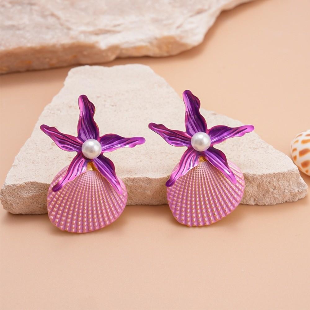 Bohemian Starfish Stud Earrings Scallop Starfish Pendant Earrings Shell Drop Earrings Women