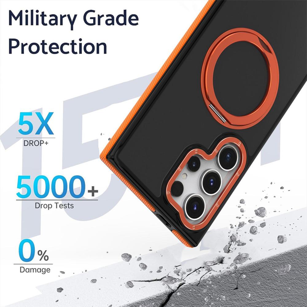 Luxury Rotating Magnetic Stand Armour Phone Case For Samsung S25 S24 Ultra S23 Plus Metal Folding Holder Shockproof Bumper Cover