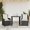 VidaXL Garden Dining Set with Cushions 3 Pcs Black 3262833