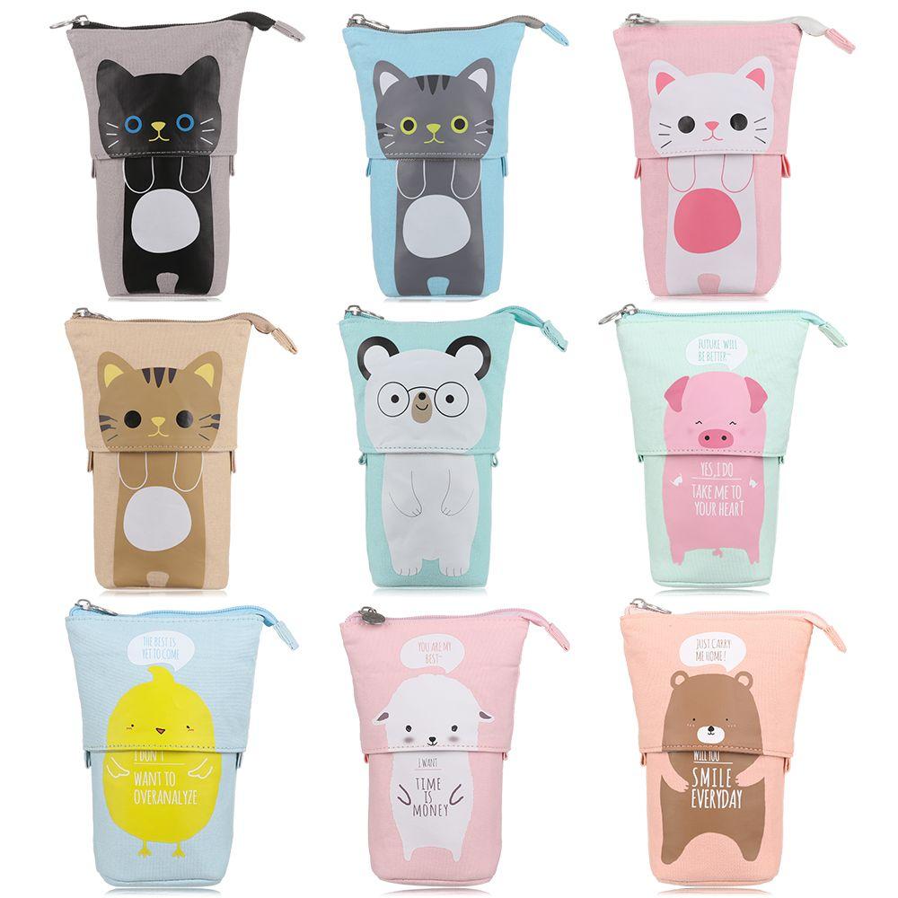 Fashion School Supplies Stationery Pencil Case Makeup Pouch Zipper Storage Box Flexible Pen Bag