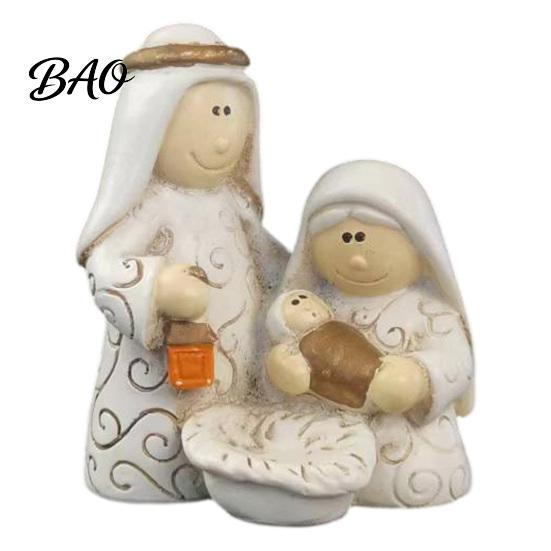 Miniature Christmas Character Sets Mini Resin Nativity Figurine for Desktop Decor, Holy Family Manger Christian Home Shelf Accents Scene Ornaments,