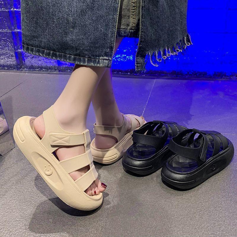 Женская обувь для отдыха на море, летняя пляжная обувь на мягкой подошве, универсальная, на толстой подошве, увеличивающая рост, римские сандалии, сандалии, женская летняя обувь 2025