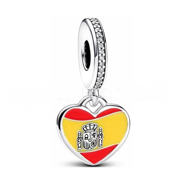 Новый медный кулон с флагом Испании, Великобритании, Франции, России, Бразилии, Аргентины, Перу, Сальвадора, подходит для оригинальных браслетов, сделай сам ювелирные изделия