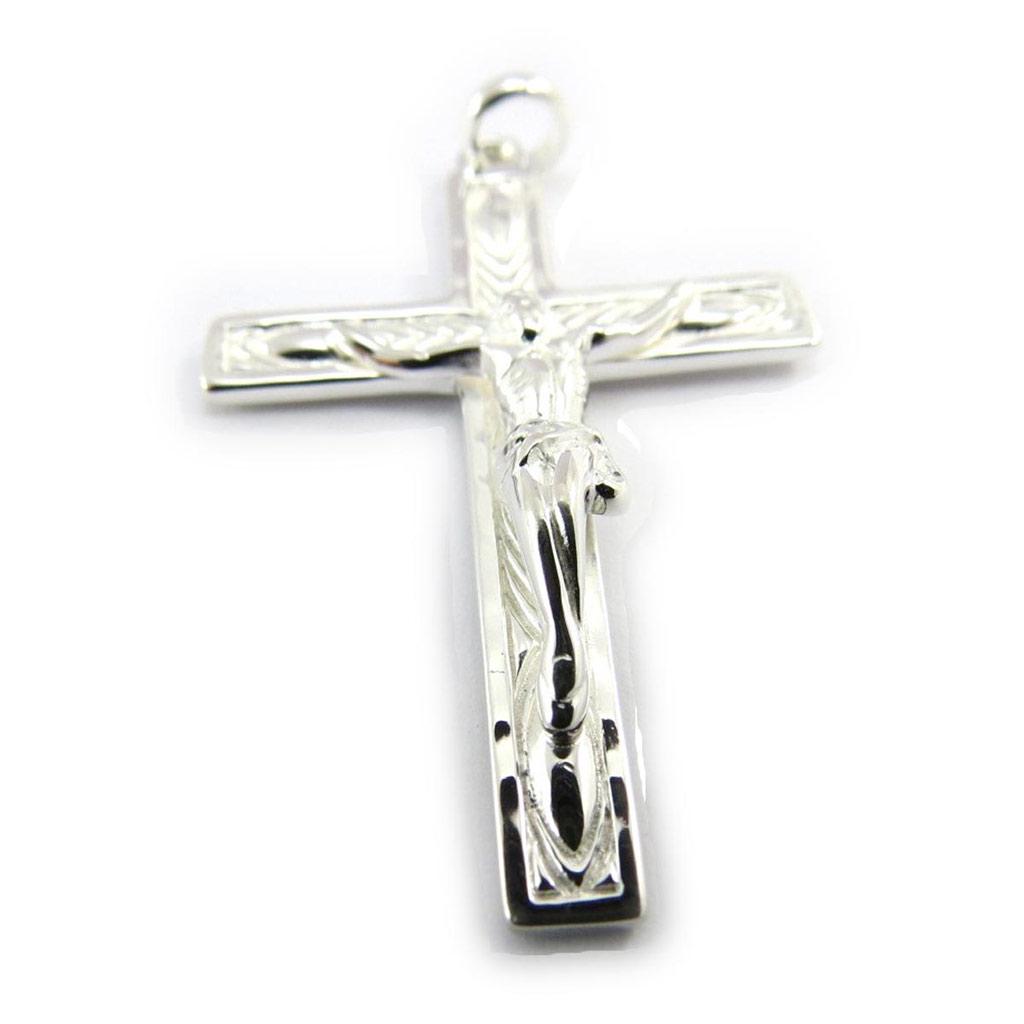 Les Trésors De Lily [J5439] - Silver 'Crucifix' Silver Pendant - 40x25 Mm