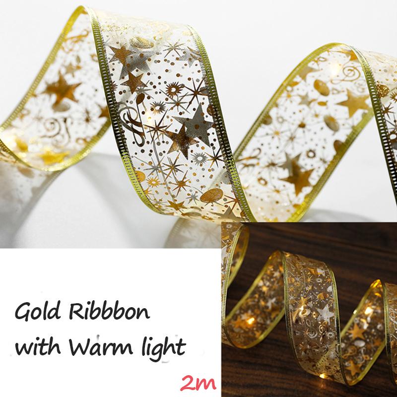 2 м/5 м светодиодный светильник, двухслойная лента, рождественская лента, банты со светодиодной елкой, украшения, новогодний домашний декор