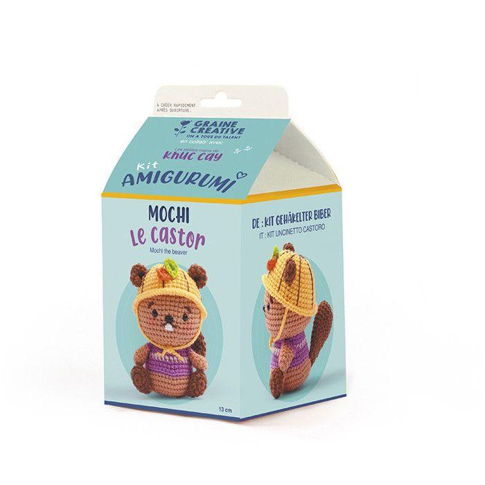 Kit Crochet Amigurumi - Graine Créative - Mochi le Castor - 13 cm - Création facile